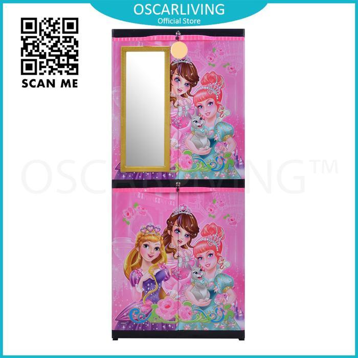 Terbaru Sinbak Lemari Plastik + Kaca Motif Princess/Lemari Pakaian Terbaru