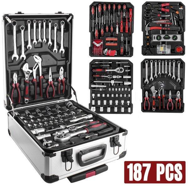 Peralatan tolls lengkap Isku Tool Kit Set 187pcs Tools Set kit Box 187pcs Hand Toolset 187pcs Toolki