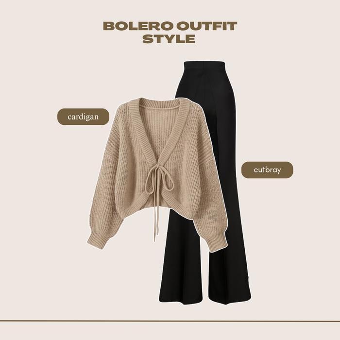 One Set Wanita Kekinian Cardigan Rajut - Cutbray - Tanktop - Hijab Ootd Korean Style Lb172