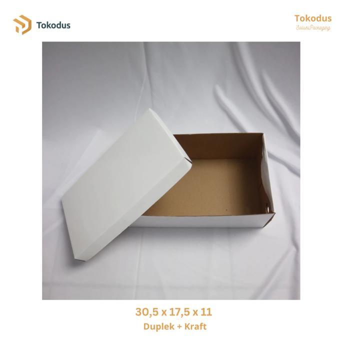 ASLI dus TKI - Kotak Sepatu l Putih Polos Ukuran 30,5x17,5x11 cm E-flute Corrugated READY STOCK
