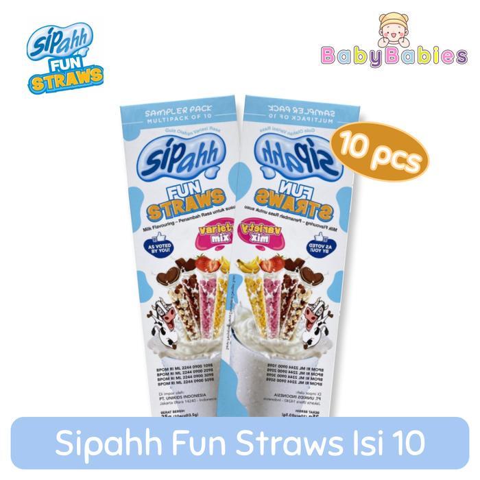 Sedotan Sipahh Fun Straws isi 10pcs Sedotan Susu Rasa Buah Sippah