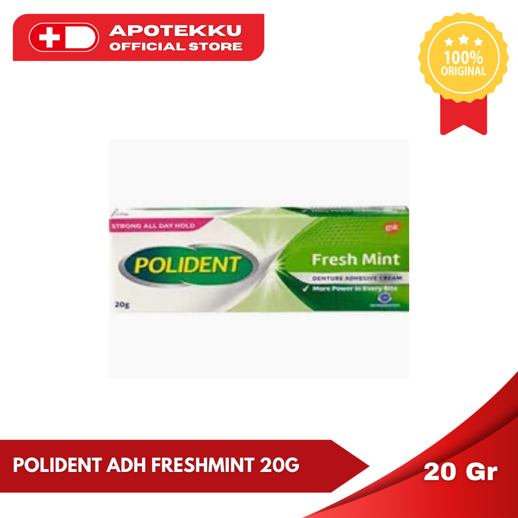 Polident Adhesive Fresh Mint 20g - Lem Gigi Palsu Kecil