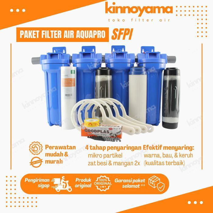 Paket filter air 10" 1 set 4 tahap lengkap / filter air sumur bor / saringan air kuning berbesi