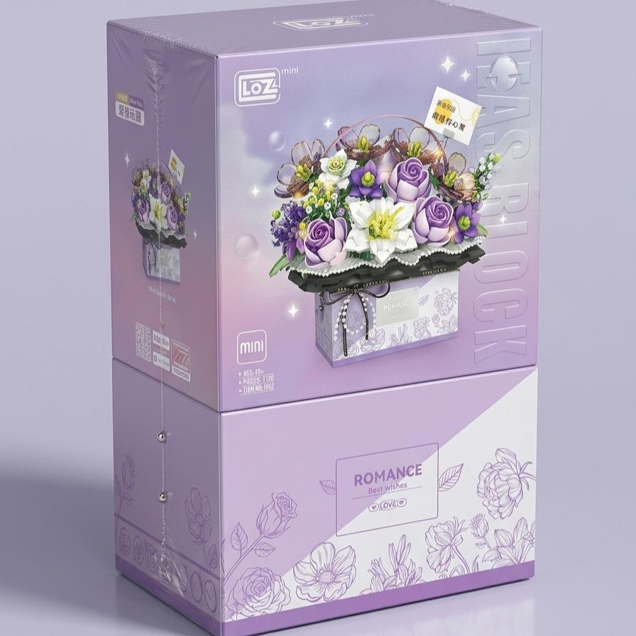 A325 Lego Flower Bucket / Buket Bunga Ungu LOZ Mini Blocks