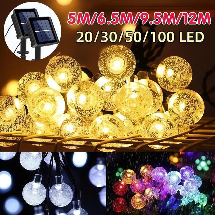 Lampu String Surya Led Anti Air/Tali lampu gelembung surya/ Lampu pohon natal/ Lampu warna warni