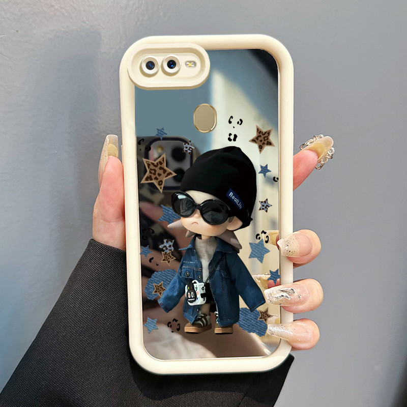 Casing Hp Untuk OPPO A7 OPPO A5s OPPO A12 OPPO A12S A11k Case 3D Gadis Topi Hitam Cermin Kasing sili