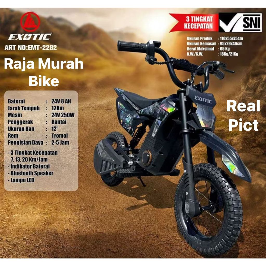 Mainan Motor aki Exotic EMT-2282 Motor Trail Listrik Anak Mainan Anak Motor Exotic 2282