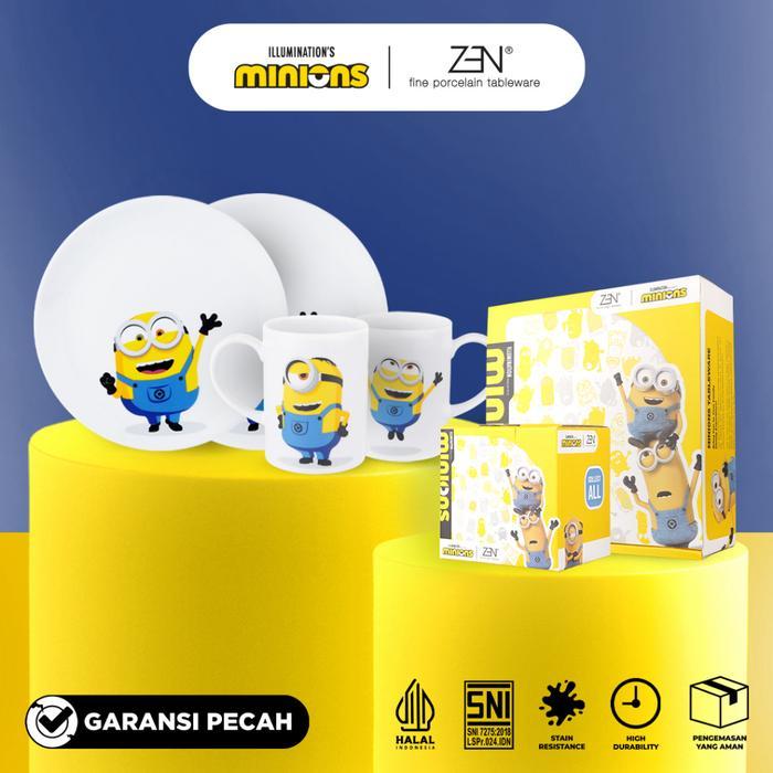 MINIONS ZEN Dinner Set Piring Mug Gelas Keramik Bob isi 4 pcs + Box