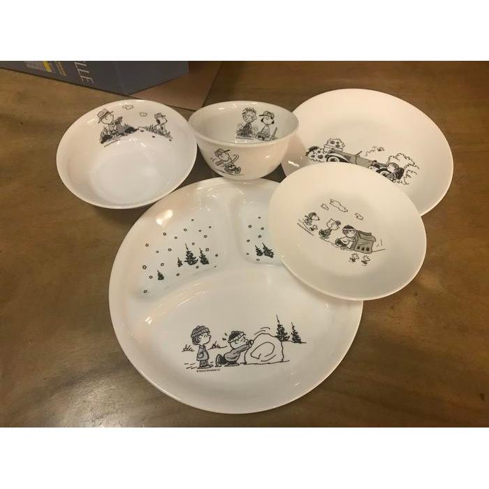 snoopy corelle plate set 5 pcs / piring snoopy / mangkok snoopy