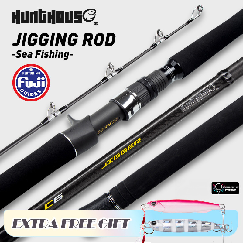 Hunthouse UL 1.8m Jigging Fishing Rod 1.5 Sections Lure Weight 100-400g Casting/Spinning Carbon
