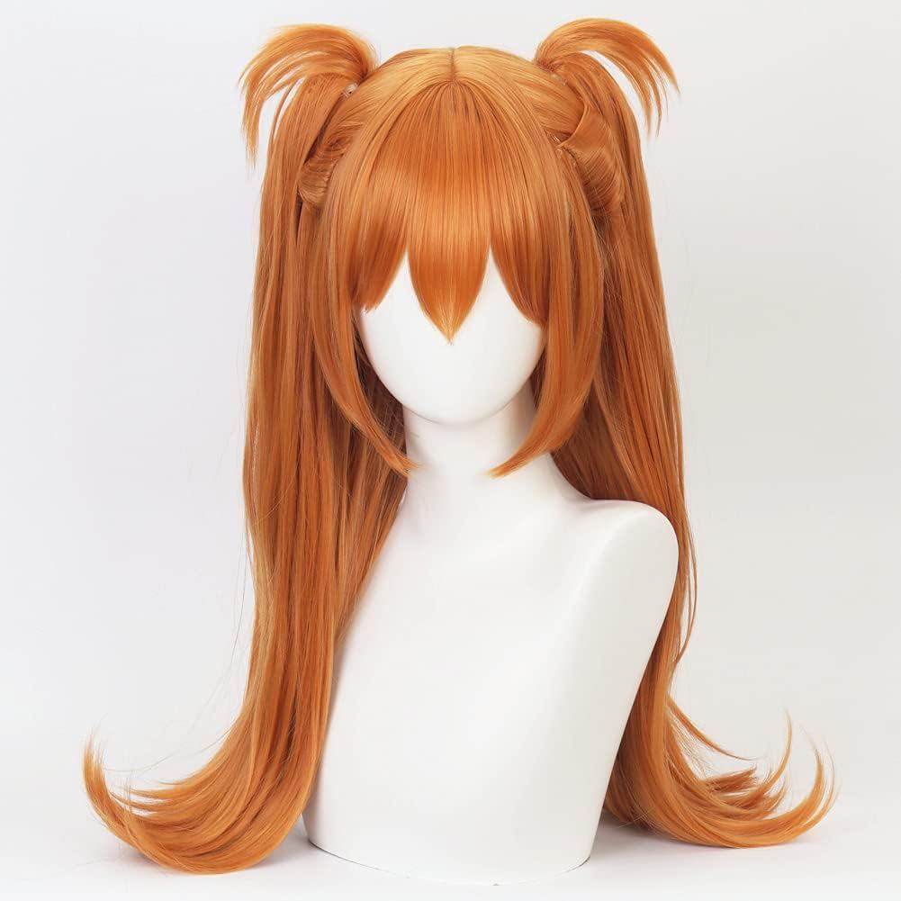 Asuka Langley Wig Orange Evangelion Asuka Langley Cosplay Wig With Clip Ponytail Twin Ponytail
