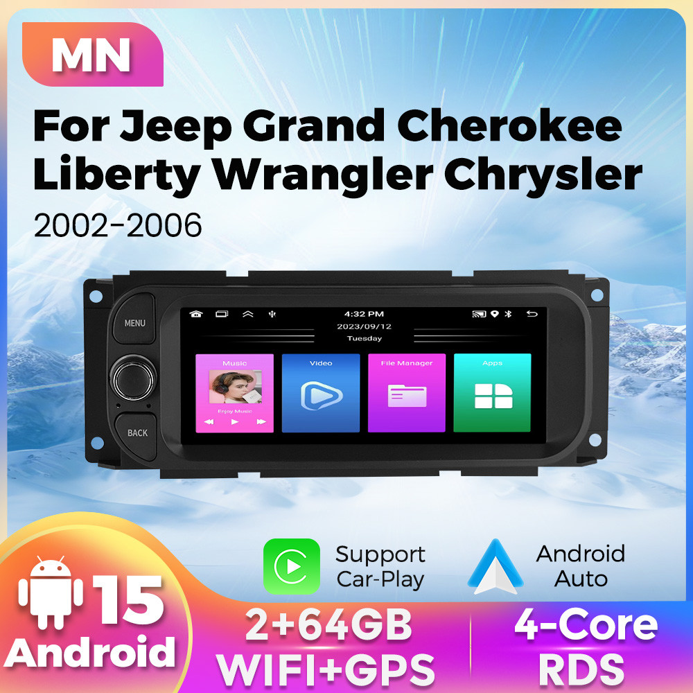 6.86 Inch Car Play Android Auto For Jeep Grand Cherokee Liberty Wrangler Chrysler 2002-2006 Android