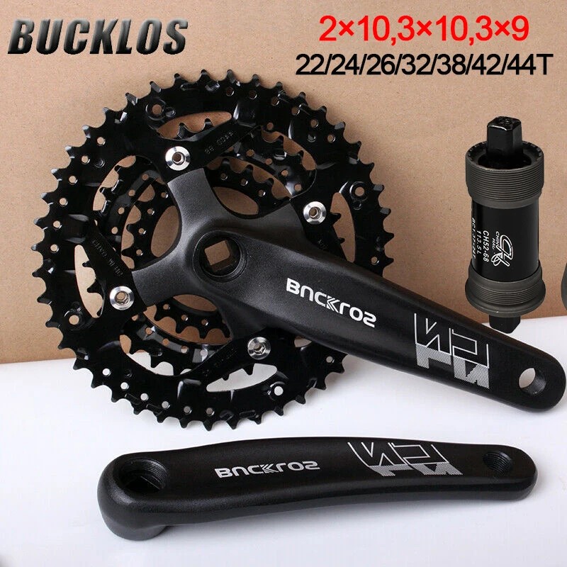 JUAL  BUCKLOS 3*9S 3*10S MTB Crankset Double/triple Speed Bicycle Crank Set Square Hole Crank 104/64