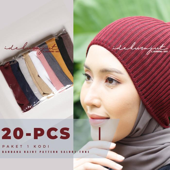 SIAPKIRIM Ciput Inner Bandana Rajut Salur 1 Tone ( 1-KODI ) READY STOCK