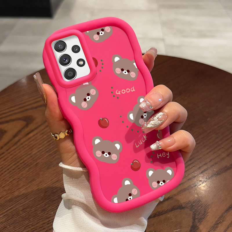 Casing Hp Untuk Samsung A52 4G A52 5G A52s Case Beruang Apel Cesing Wave Gelombang Kesing Frosted Si