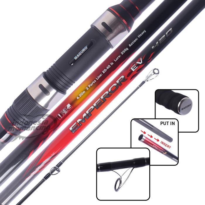 Joran MAGURO EMPEROR EV 390 420 450 Sambung 3 Surfcasting Rod Pasiran ~ Indonesia Memancing