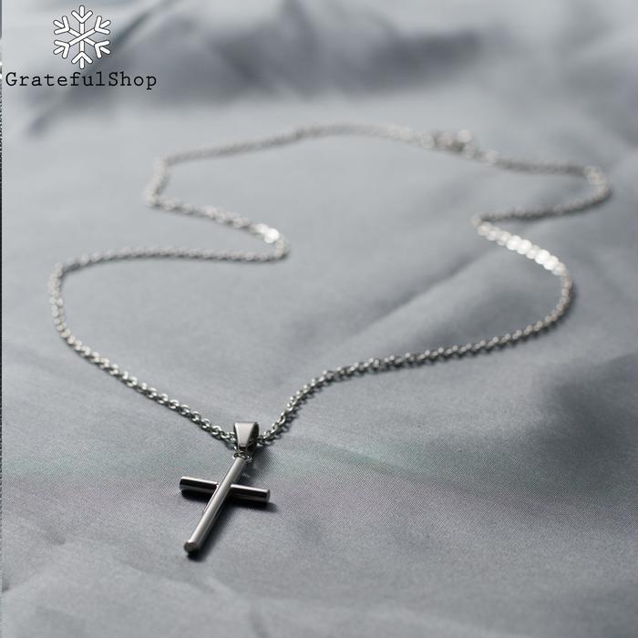 Kalung Salib Pipe Silver/Gold Stainless Steel Promo-R110126B