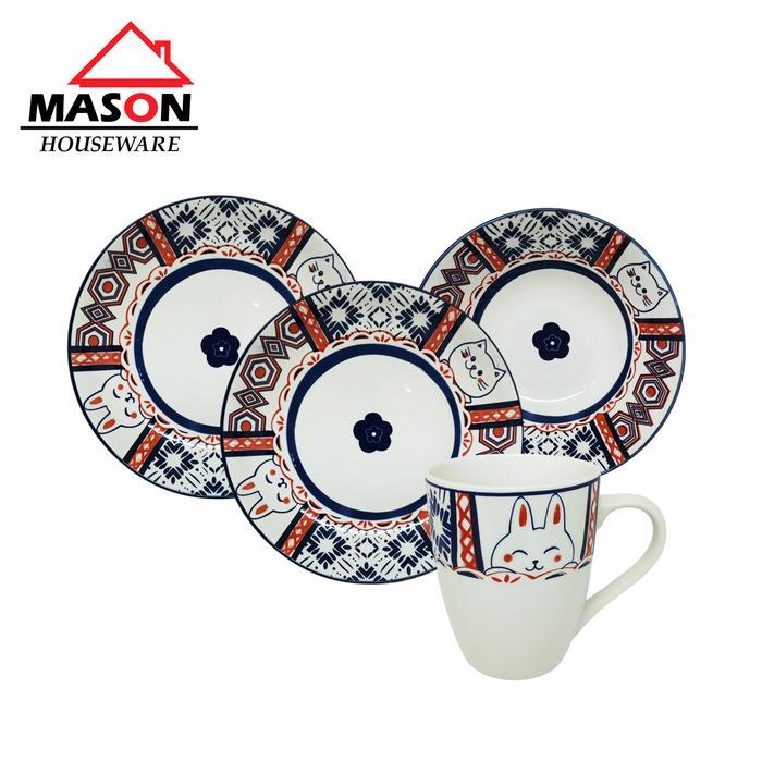 MASON DINNER SET/PIRING KERAMIK / PIRING SAJI /PIRING SALAD / MANGKOK KERAMIK MOTIF PERANAKAN /