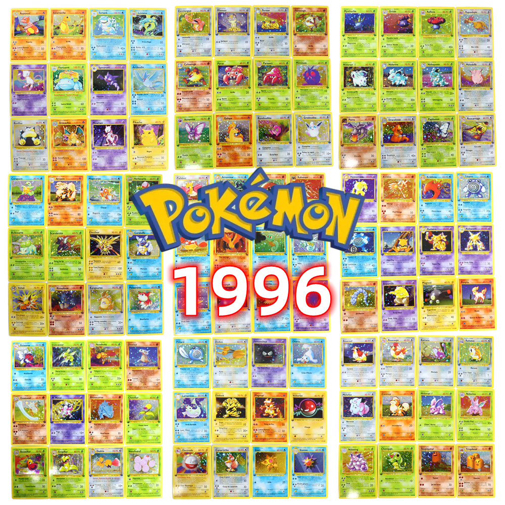 French Version 1996 Year Pokmon card generation 1 Charizard Pikachu Mewtwo Blastoise Collecting card