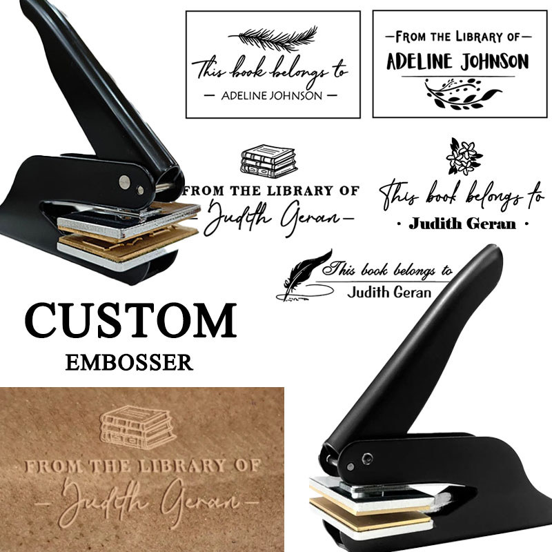 Rectangle Logo Design Stamp From The Library of Square Embosser/Custom Book Embosser Stamp