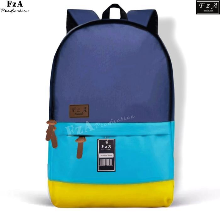 Visval Top - Tas Ransel Distro Casual Pria Wanita Original Navy Yellow
