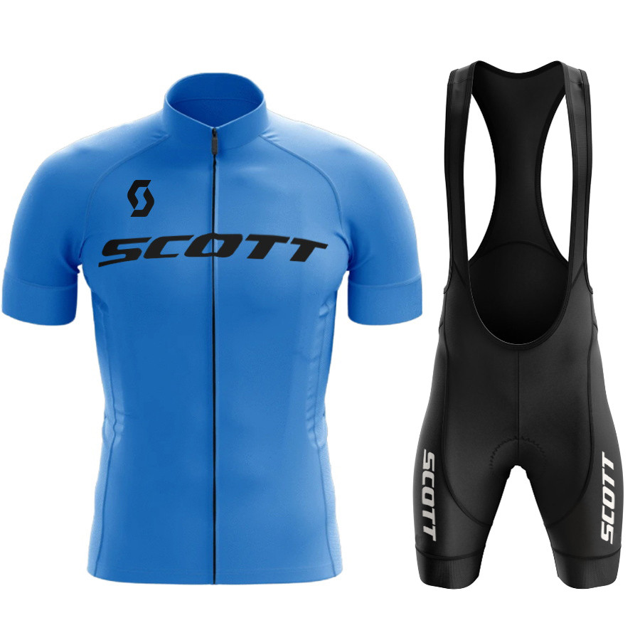 Scott Bicycles Cycling Jersey Set MTB Mens Cycling Maillot Summer Cycle T-Shirt Bib Shorts Suit Tria