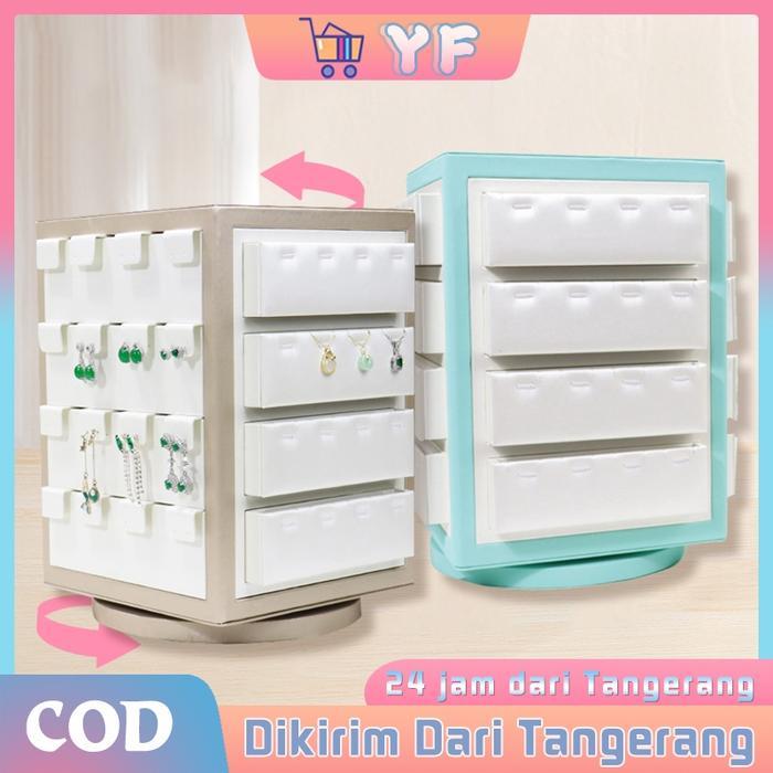 Rak Display Putar Perhiasan Kalung Cincin Rak Anting Putar 360 Magnetik