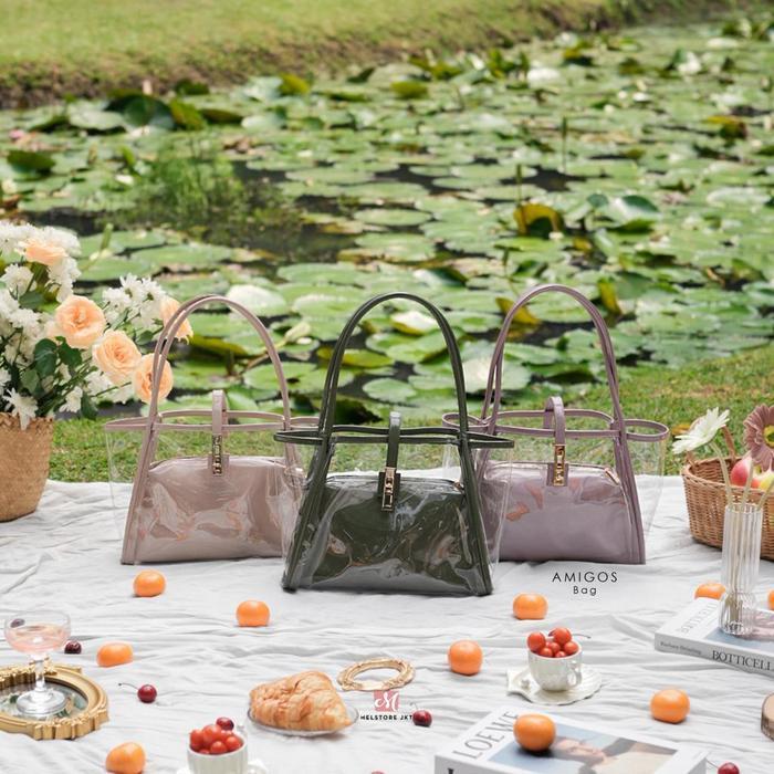 terlaris Damelia Melstore JKT Amigos Bag Tas Selempang Mika Wanita Transparan Stylish Free Pouch