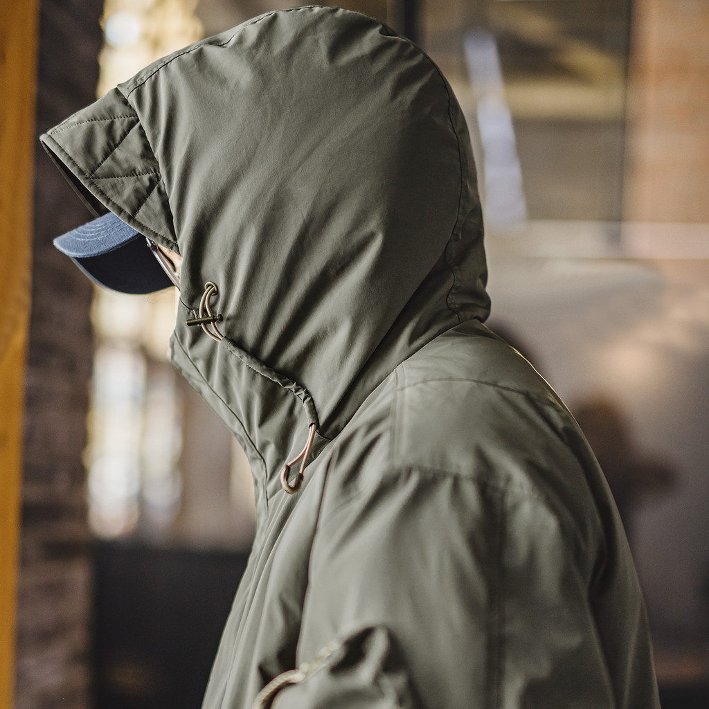 Maden Vintage Men's M-51 Fishtail Parka Mid-Length White Duck Down Filling Jacket Water-Resistant