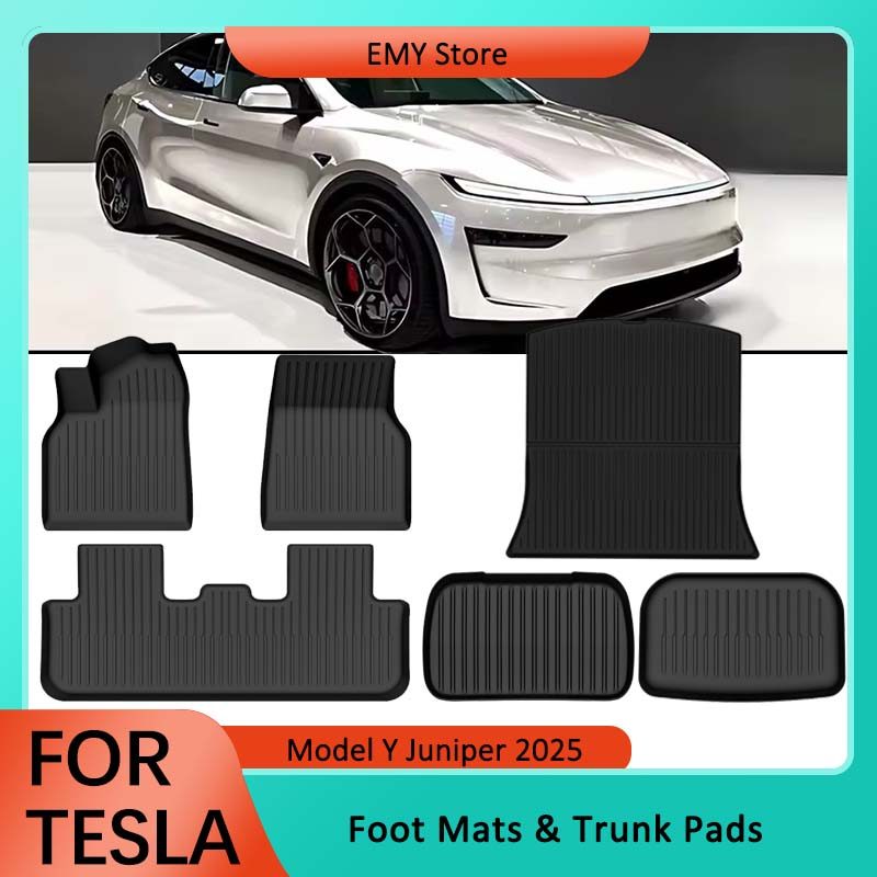 For Tesla Model Y Juniper 2025 Cargo Liner TPE Foot Mats Waterproof Anti-slip Trunk Pads 2025 Model