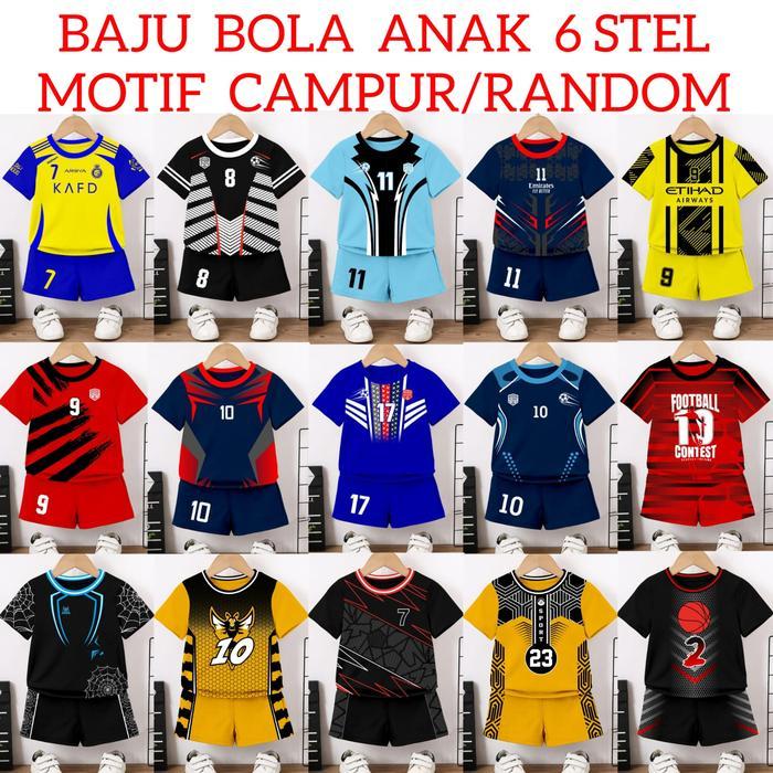 Premium Paket Hemat 6 Pcs Setelan Jersey Anak/Baju Bola Anak Original