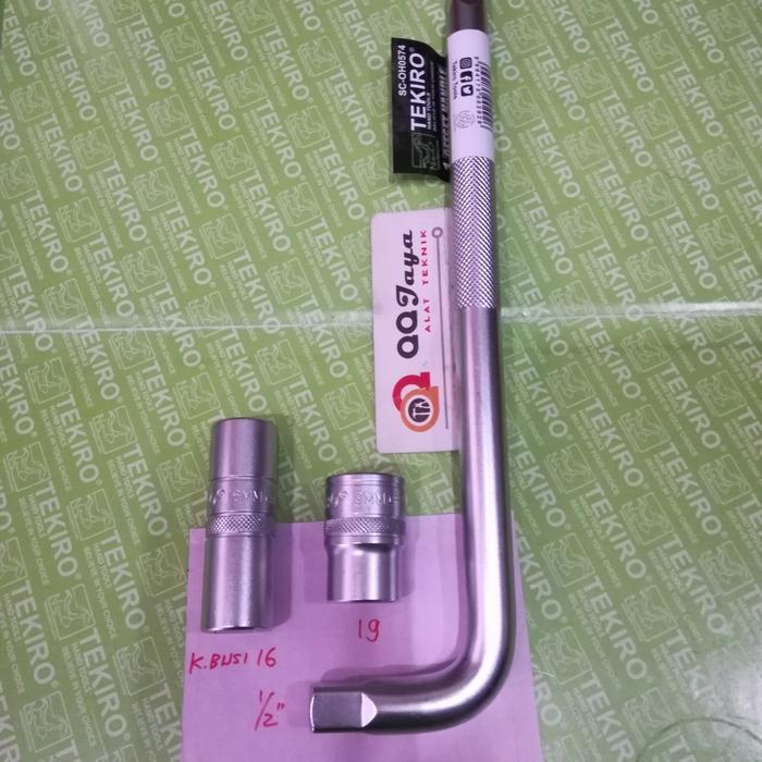 Gagang sok L + sok busi 16 +mata sok 19 mm