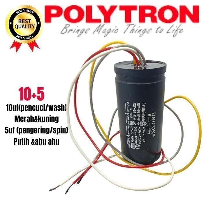 KAPASITOR MESIN CUCI POLYTRON 2 TABUNG PWM7357 MESIN CUCI POLYTRON