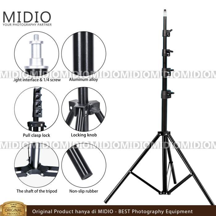 "New" Tripod Light Stand Studio Foto Midio Tinggi Maksimal 3 Meter Lighting Camera