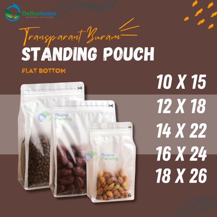 STANDING POUCH FLAT BOTTOM ZIPLOCK TRANSPARAN BURAM