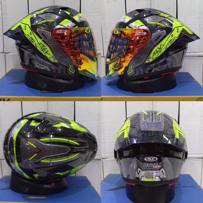 Helm Alv Ultron Pro Motif Ciborg Yellow Black