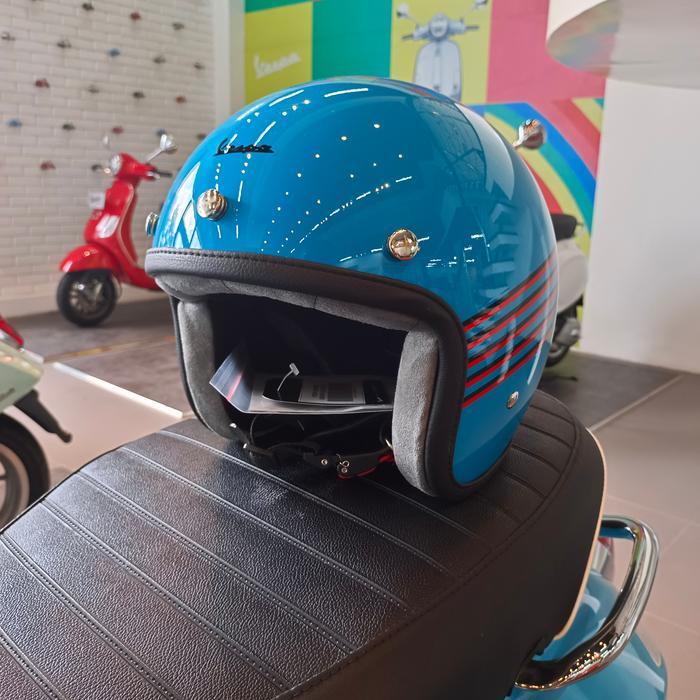 Helm Vespa Blue Audace Biru Original Limited
