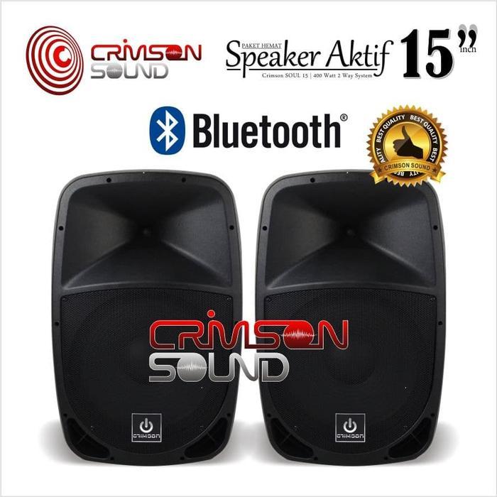 PAKET KOMPLIT SPEAKER AKTIF CRIMSON 15 inch BLUETOOTH Type SOUL 15 BASS MANTAP
