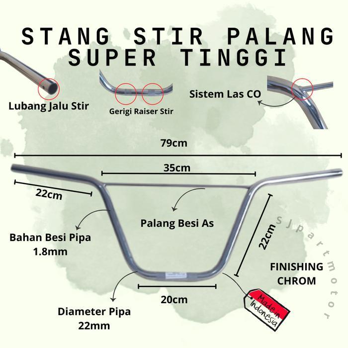 STANG STIR SUPER TINGGI PALANG BESI AS