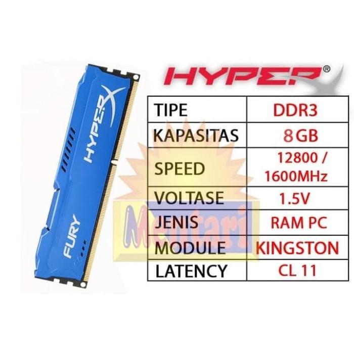 RAM PC DDR3 8 GB 12800 HYPERX FURY KINGSTON