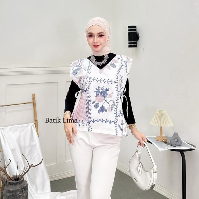 Vest Rompi Batik Wanita Atasan Batik Tali Wanita Motif Bolak Balik [Bordir]