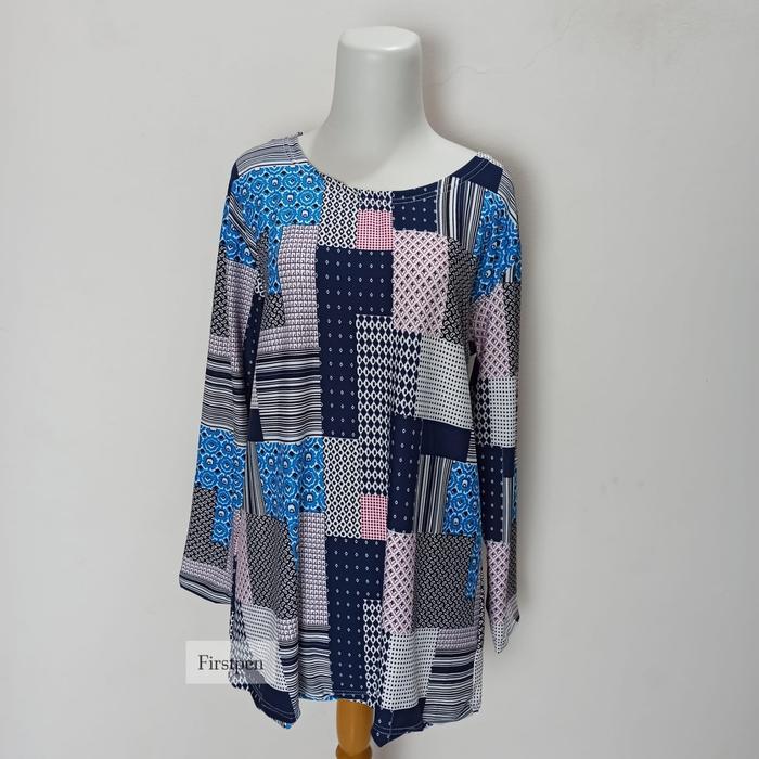 Kaos Motif Batik Lengan Panjang Jumbo Wanita
