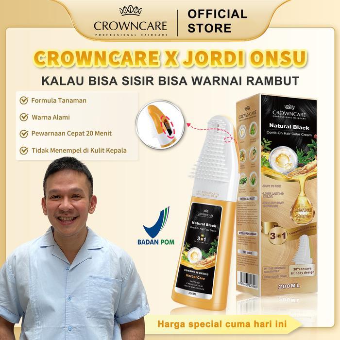 [Exclusive Jordi Onsu] CrownCare Hair Coloring Shampoo Uban 200ml Penghitam Rambut Beruban Membantu