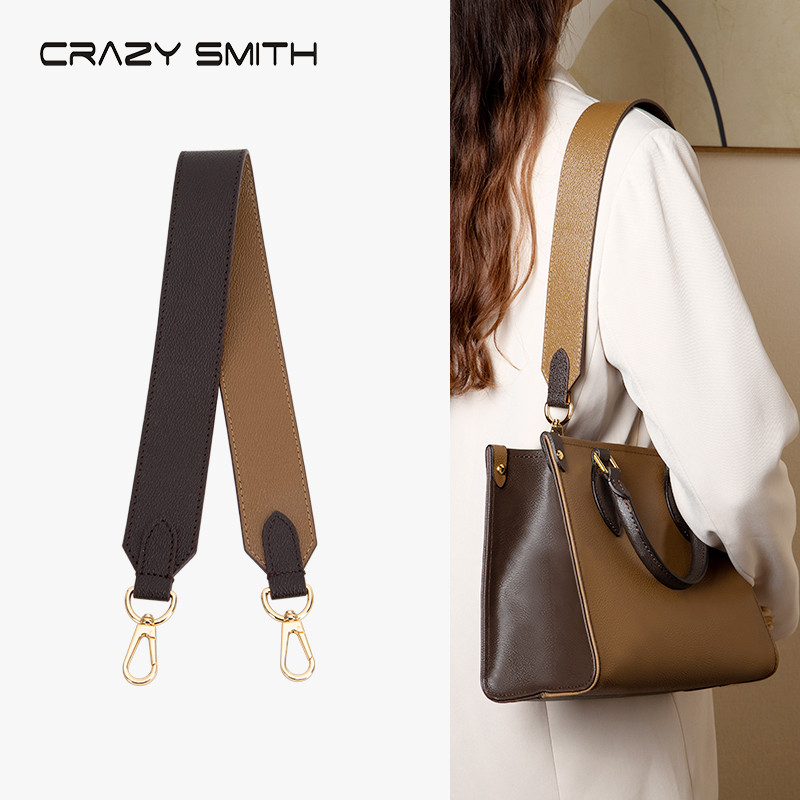 CRAZYSMITH Genuine Leather Replacement Wide Shoulder Bag Strap for LV Onthego Tote Bag Adjustable