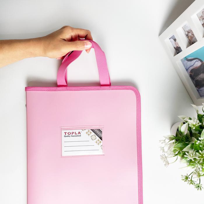 Premium Topla Zipper File 3838 Map Dokumen Folio A4 Resleting Handle Map Warna Pastel Aesthetic