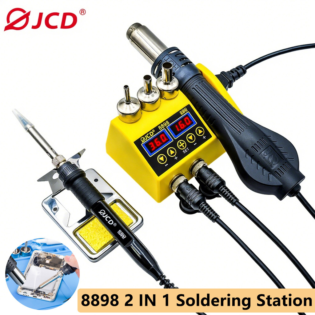 JCD 8898 SMD Rework Soldering Station 2In1 Hot Air Soldering Iron LCD Digital Display Welding