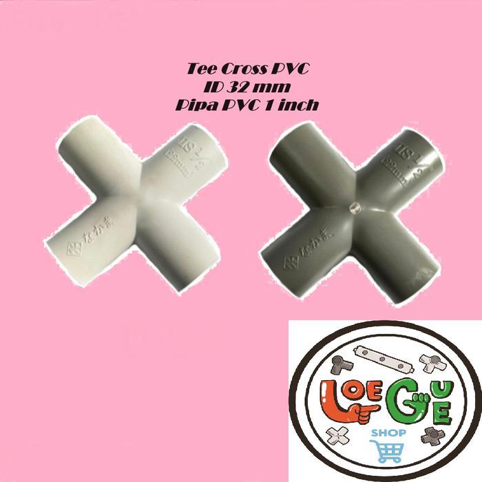 "New" sambungan fitting tee cross pipa pvc 4 way arah 1" inch hidroponik