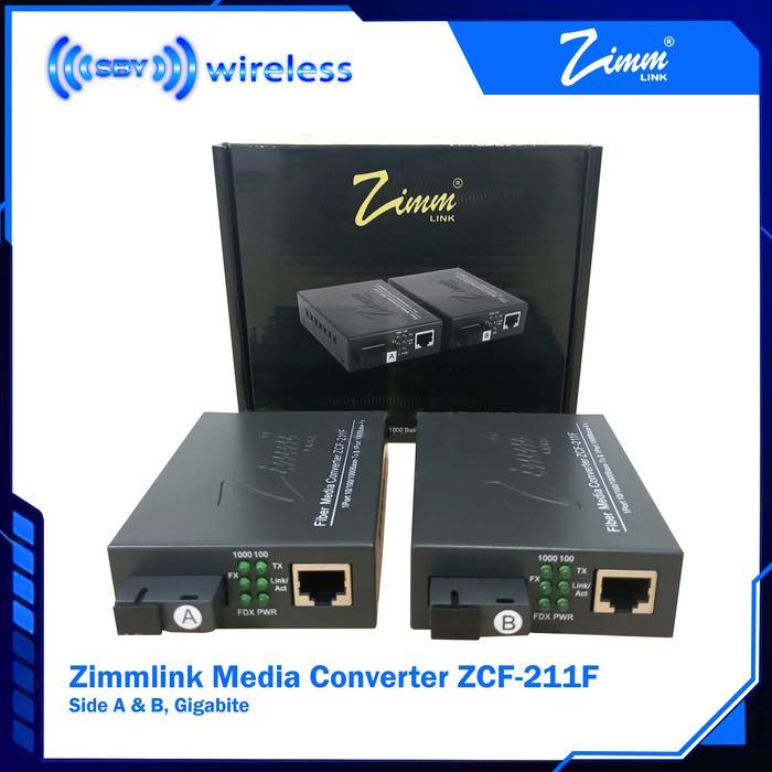 Media Converter Gigabyte Zcf-211F Zimmlink Fiber Optic , Ab Sepasang,