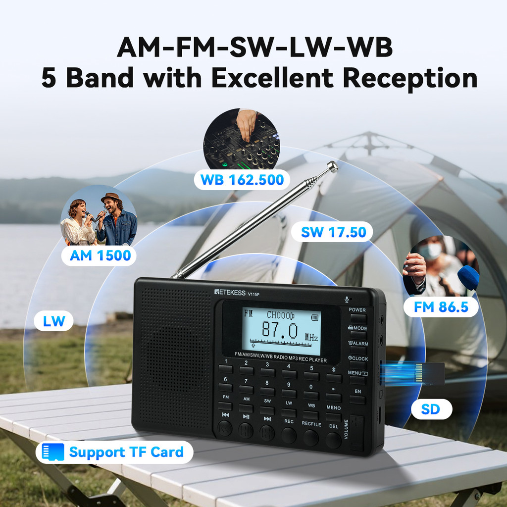 RETEKESS V115 upgrade Radio Digital Radio Players/Recorder Full Bands Reception Great for Local