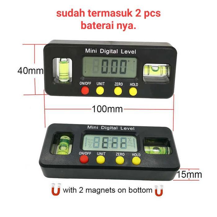Mini Digital Level Alat Ukur Sudut Kemiringan Busur Derajat Waterpass